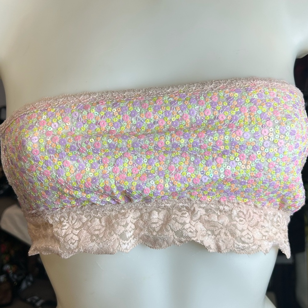 Victoria's Secret Pink Sequin Lace Bandeau